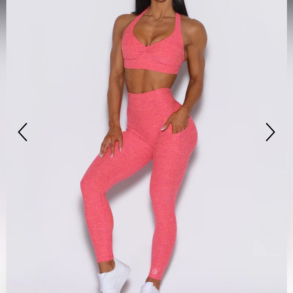 Bombshell sportswear tangerine shock v back leggings set
